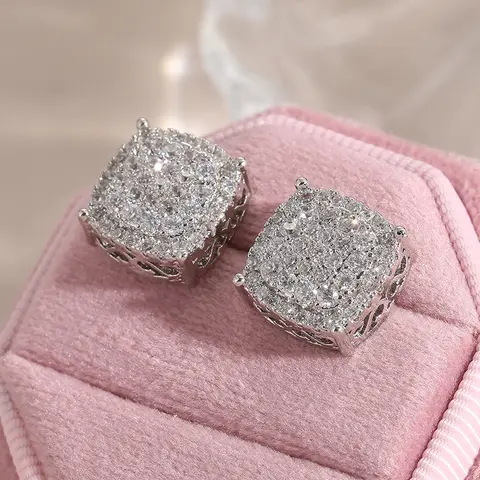 Delicate stud earrings for men and women Square accessories suitable for wedding parties go with everything