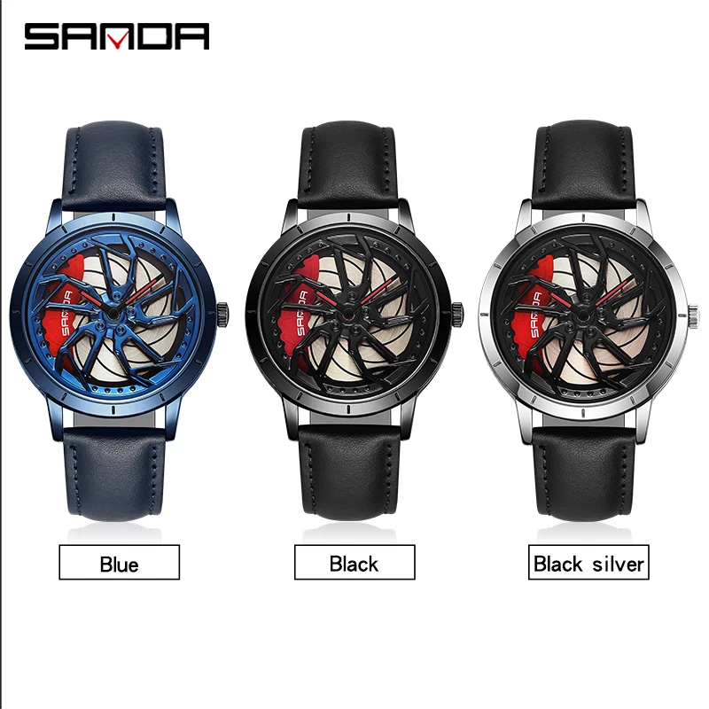 Mens Watch Luxury 360 Rotating Car Wheel Dial Men Stainless Steel WristWatch Men\'s Casual Waterproof Quartz Watches Relogio