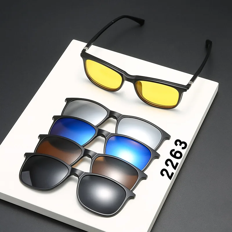 Sunglasses With Interchangeable Lenses Men Women, New Spring Leg Frame And Magnetic Clip Sunglasses For Men