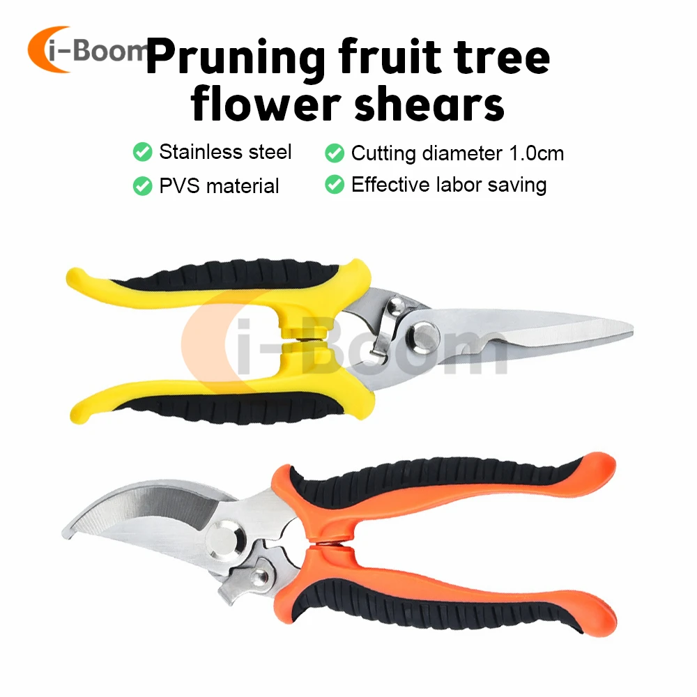 Stainless Steel Scissors Pruner Secateurs Pruning Bypass Sharpener Loppers Garden Tool Bonsai Flower Cultivation Snip Floral