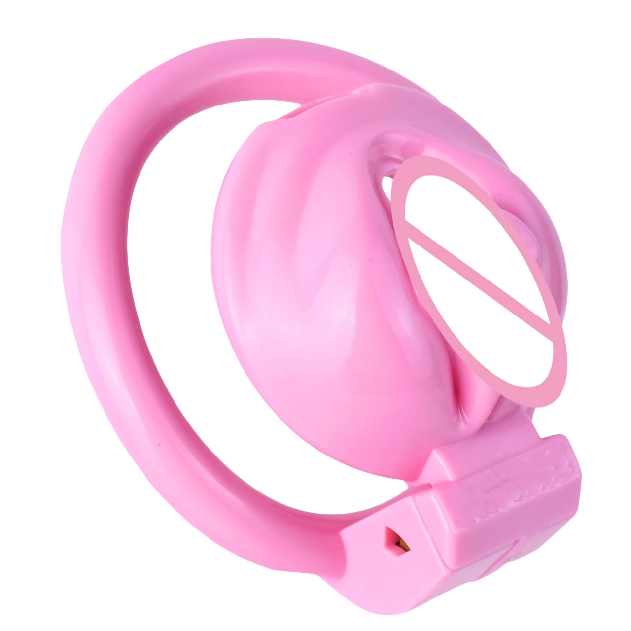 FRKO-jaula de castidad para hombre y mujer, dispositivo de resina ABS rosa con 4 anillos para el pene, Juguetes sexuales BDSM, 18 +