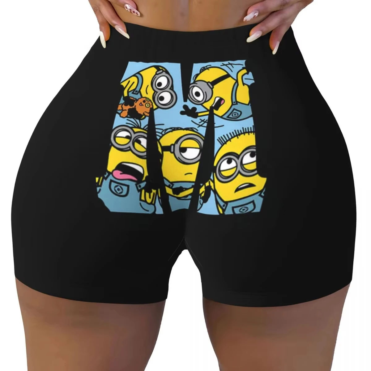 Pantalones cortos de motociclista de voleibol de gimnasia Minions personalizados Pantalones cortos de yoga de treino de mangá feminino