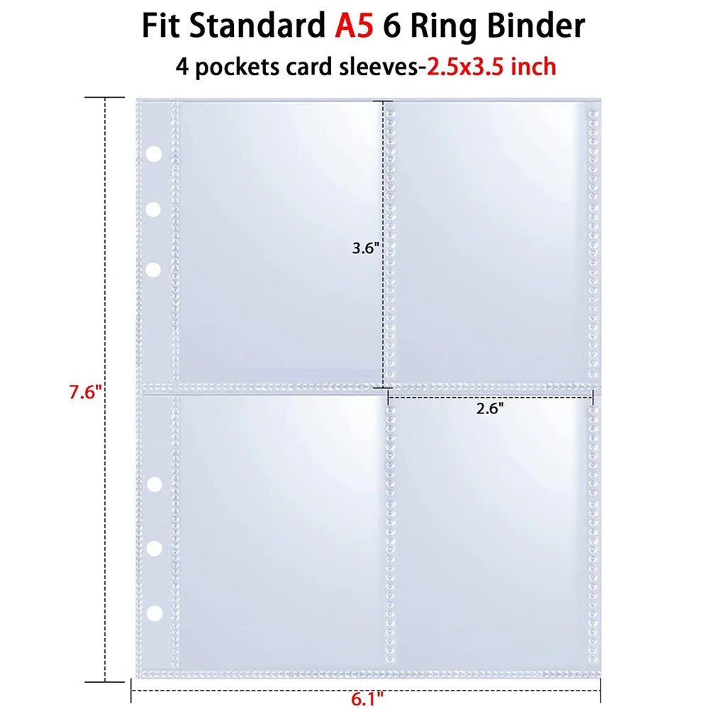 สมุดใส่การ์ดสะสม 4 ช่อง สำหรับใส่การ์ดเบสบอล ยูกิโอ โปเกมอน การ์ดกีฬา ขนาด A5 6 รู แบบเติมได้ ของเล่นเด็ก