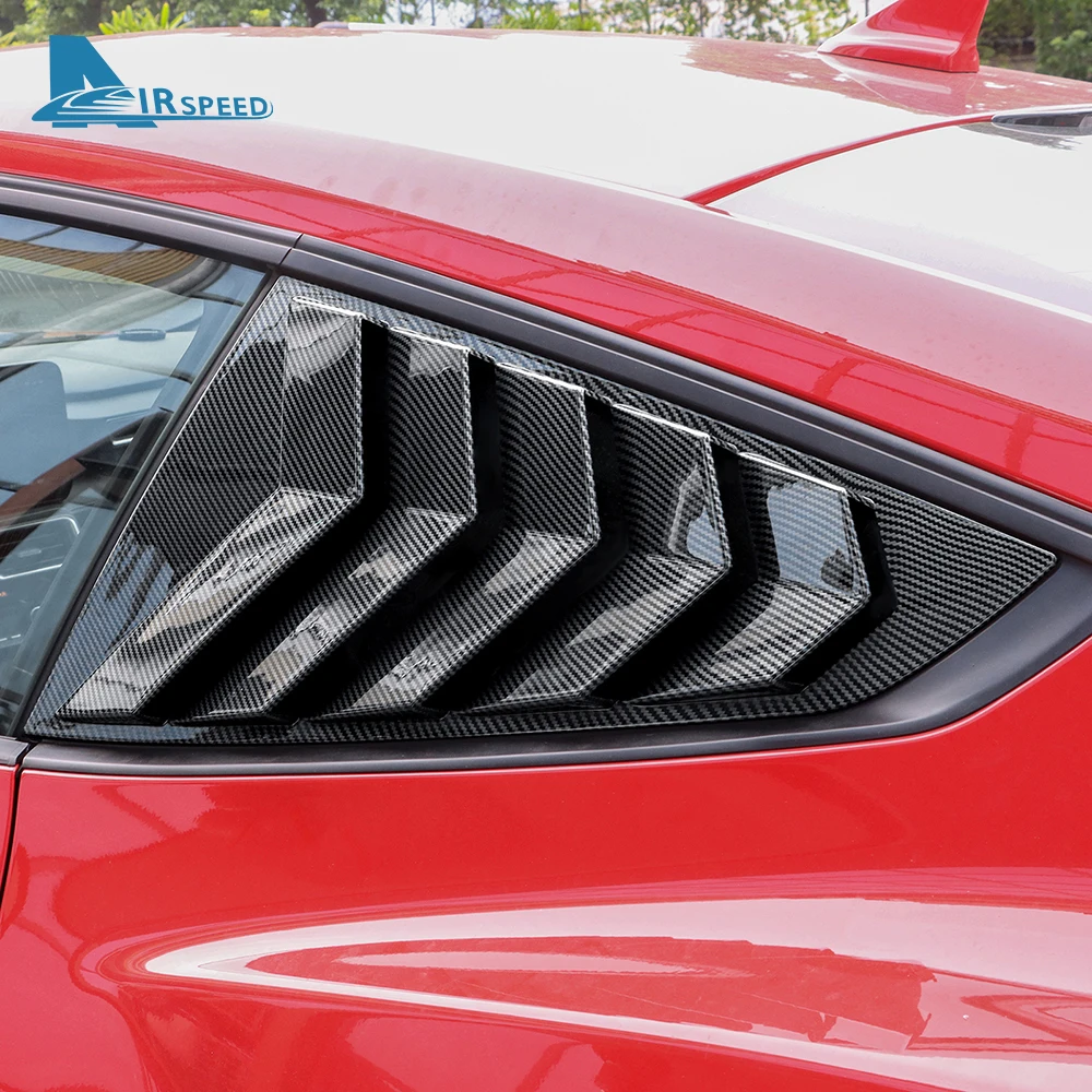

For Ford Mustang S650 GT 2024 2025 Car Rear Louver Window Gloss Black Carbon Fiber Pattern ABS Mirror Shutter Cover Accessories