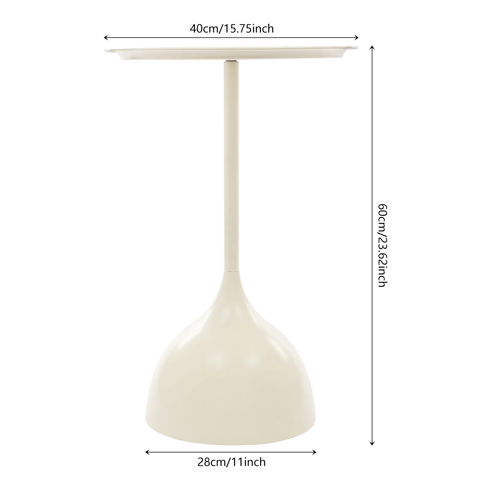 طاولة جانبية حديثة من الحديد لغرفة المعيشة، طاولة بجانب السرير مستديرة باللون الأبيض الكريمي
