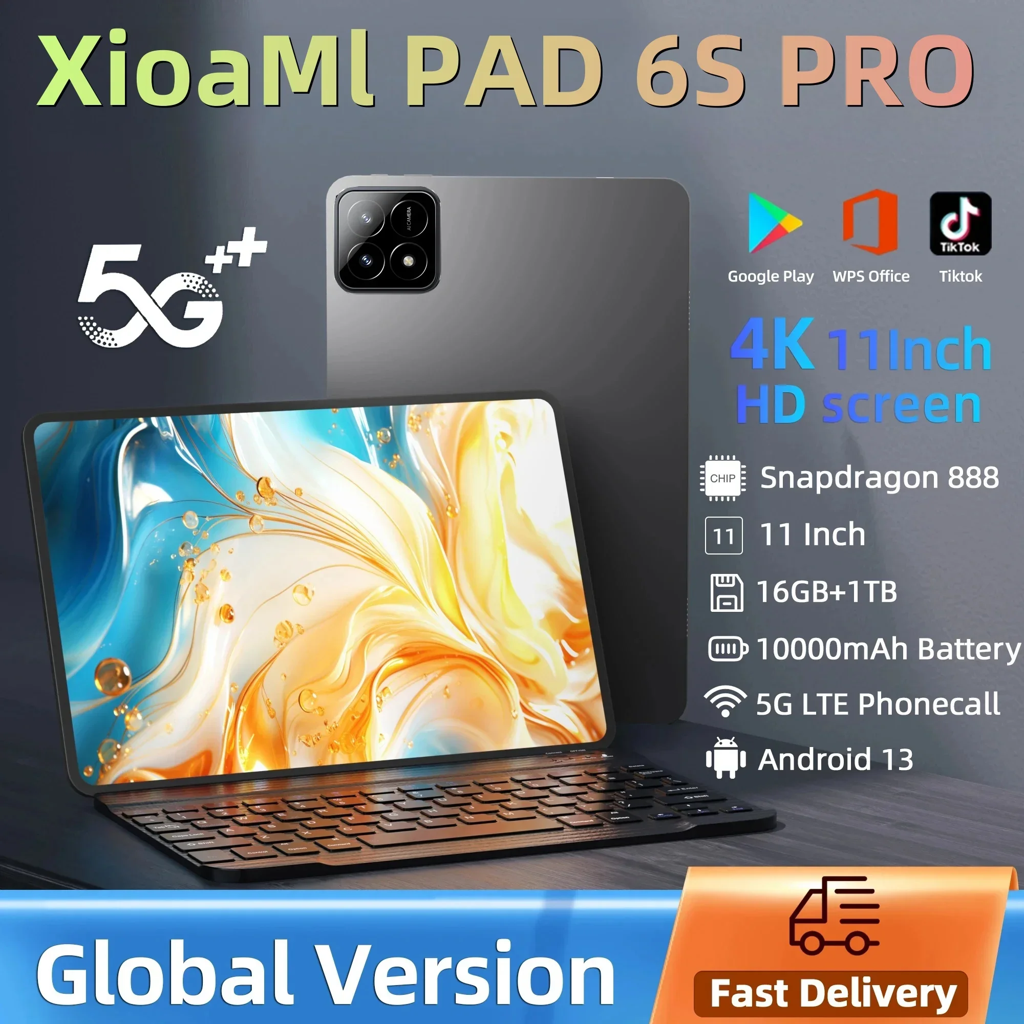 2024 neue globale Version Original Pad 6s Pro Tablet 11 Zoll 4k Android 13 16GB 1t 10000mah 5g Dual-Sim Bluetooth WiFi GPS-Tablet