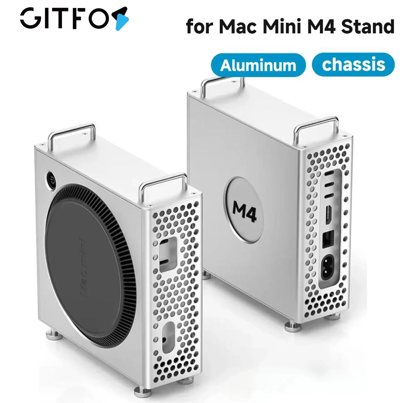 

GITFOS Mac Mini M4 Stand Computer Case Dissipation Anti-Drop Desktop Stand Aluminum Alloy Mount for Mac mini M4 Accessories