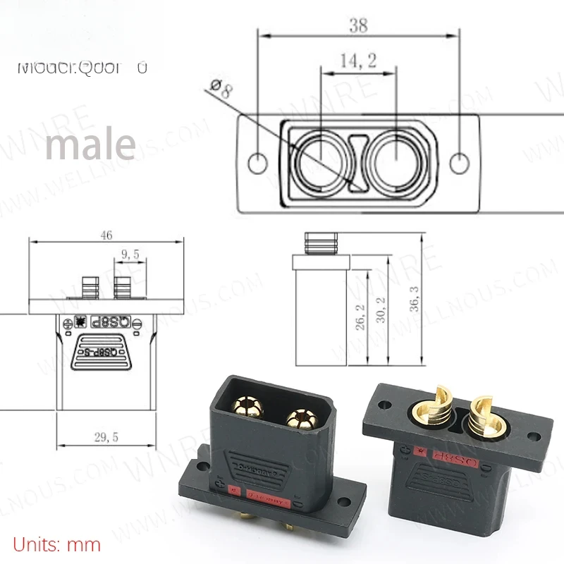 QS8P-S Large Current Plug Male Female Anti Sparking Small Volume Drone Electric Vehicle Battery Connector Interface Terminal