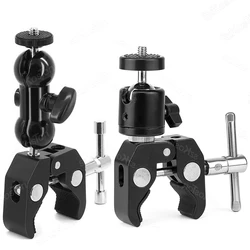 Metal Super Clamp with Mini Ball Head Quick Release Clamp Bracket Tripod Mount 1/4 3/8 Screw Clip for DSLR Camera