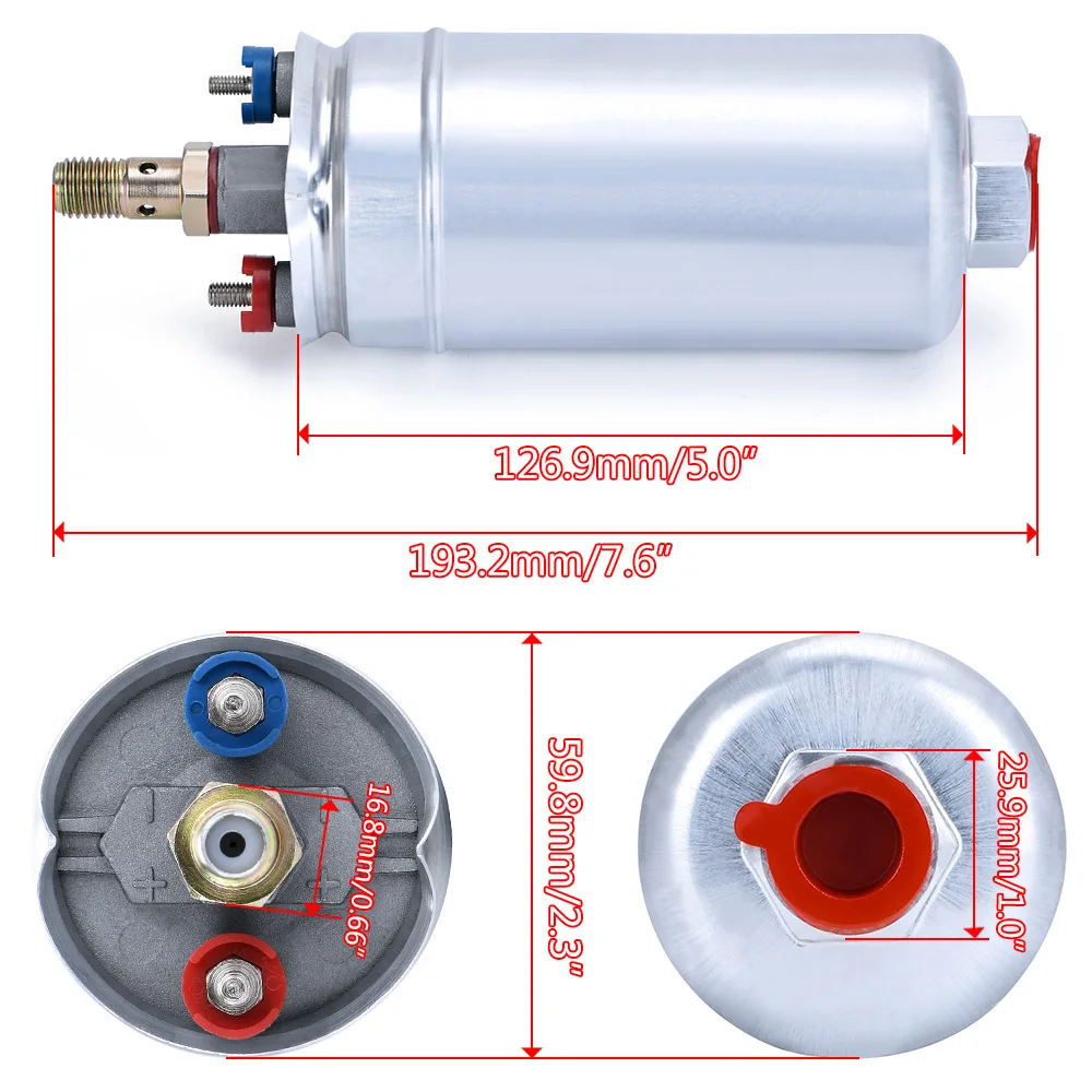 VR - TOP QUALITY External Fuel Pump 044 OEM:0580 254 044 Poulor 300lph come with PQY pack VR-FPB044