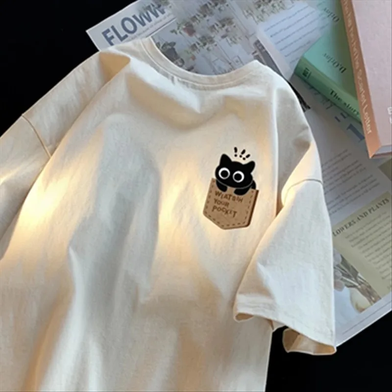 

Loose Casual ort Sve T-irt Men's Summer American High Street Faion Brand Simple Printed round Ne Regular Fit