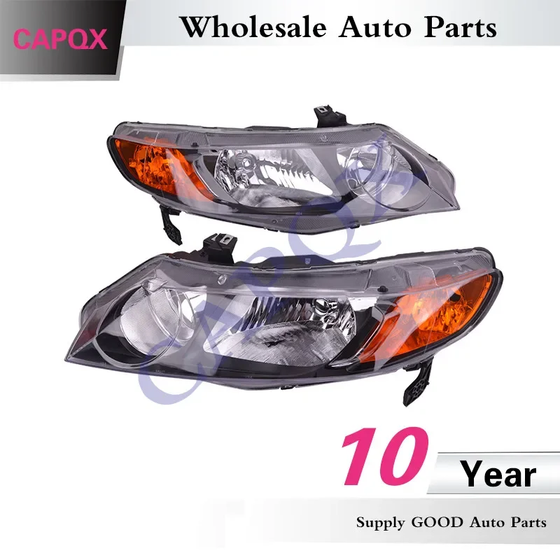 CAPQX 2PCS Front Bumper Headlight Headlamp Head Light Lamp For Civic/Civic Hybrid 2006 2007 2008 OEM#33151-SNA-H02 33101-SNA-H02