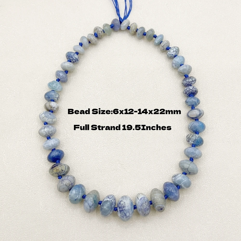 Graduated Blue Green Dragon Veins Agates Stone Rondelle Beads For DIY Choker Necklace Making MY230805