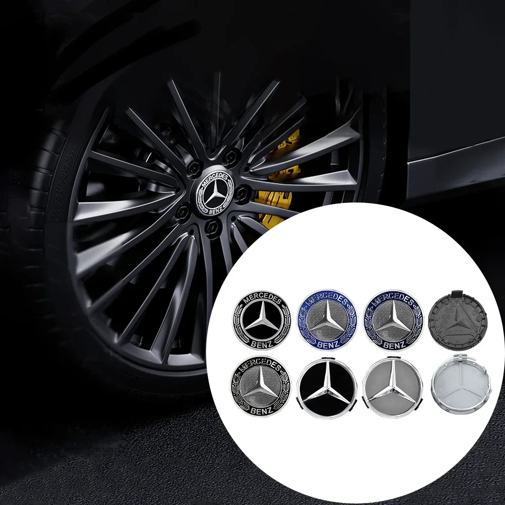 4pcs 75mm Aluminum Car Logo Wheel Center Hub Caps Decorative Accessories for Mercedes Benz W204 W205 W211 Amg W212 W21 C260 E300