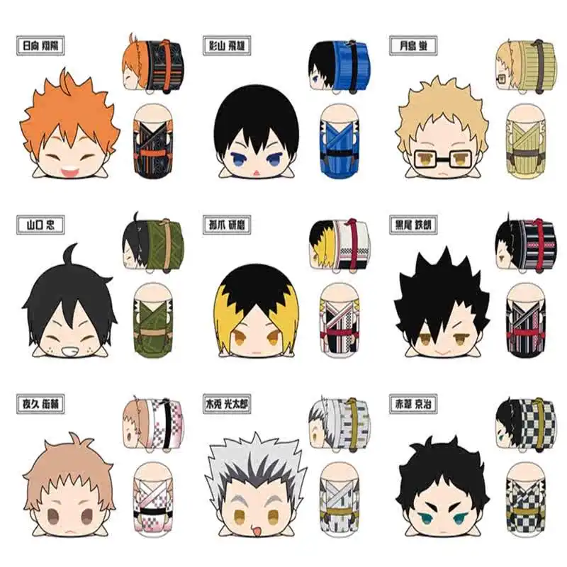 New 8CM Mascot Dolls Anime Haikyuu!! Shouyou Tobio Tetsurou Tsukishima Cartoon Stuffed Model Plush Pendant Childrens Gift Toys