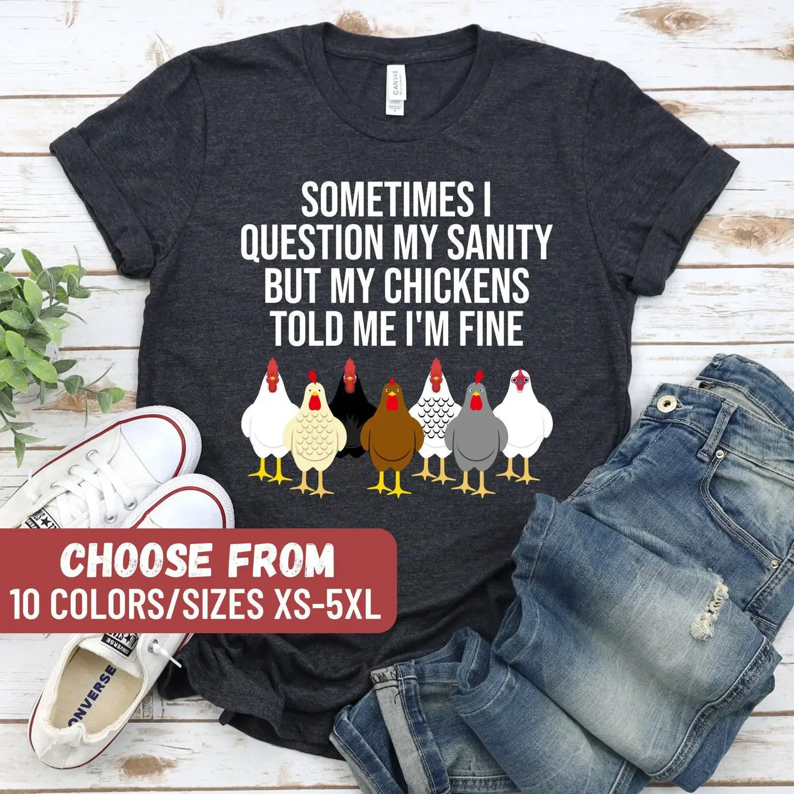 Sometimes I Question My Sanity Funny Chicken T Shirt for Lover Farmer Owner Country Farming vintage Washed streetwear Soft