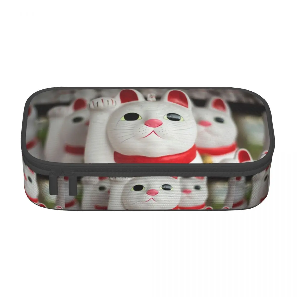 Custom Cartoon Maneki Neko Lucky Fortune Cat Kawaii Pencil Case Girl Boy Large Capacity Pencil Bag Student School