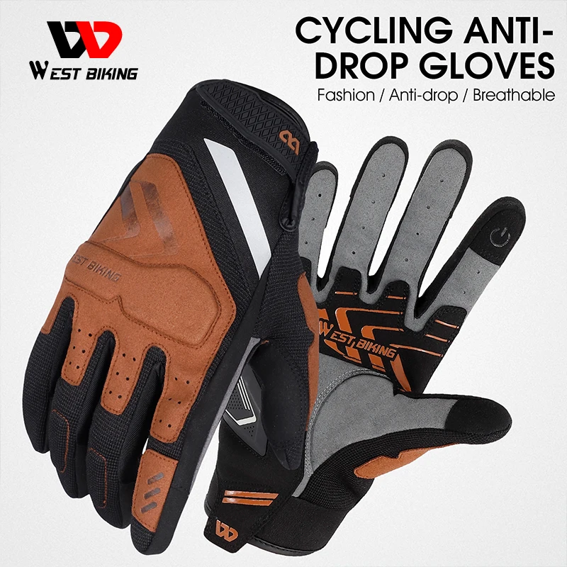 

Велосипедные перчатки West с длинными пальцами, нескользящие амортизирующие перчатки с сенсорным экраном, мотоциклетные велосипедные перчатки, спортивное оборудование на открытом воздухе