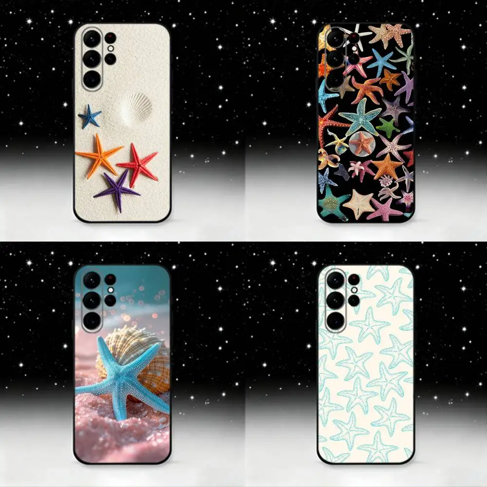 

Sea Starfish Phone Case For Samsung S25,S24 Ultra,S20,S30 plus,S22 plus,S23,S30 Ultra 5G Silicone Black Shell