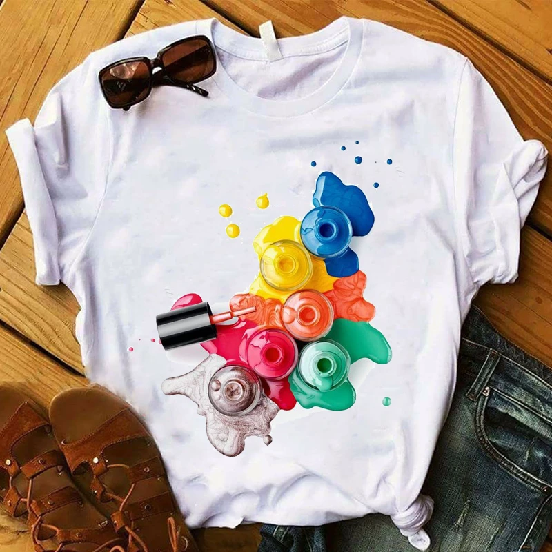 Frauen t Frauen lässig Trend Grafik 3d Finger Nagel Mode niedlich gedruckt Top T-Shirt schöne T-Shirt Damen hübsches T-Shirt