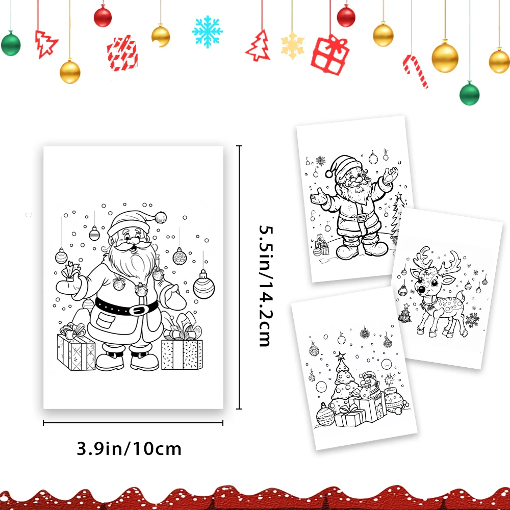 32pcs, Christmas Doodle Coloring Cards, Postcards, DIY Coloring Cards, Birthday Gifts, Back to School Supplies, Christmas Gifts