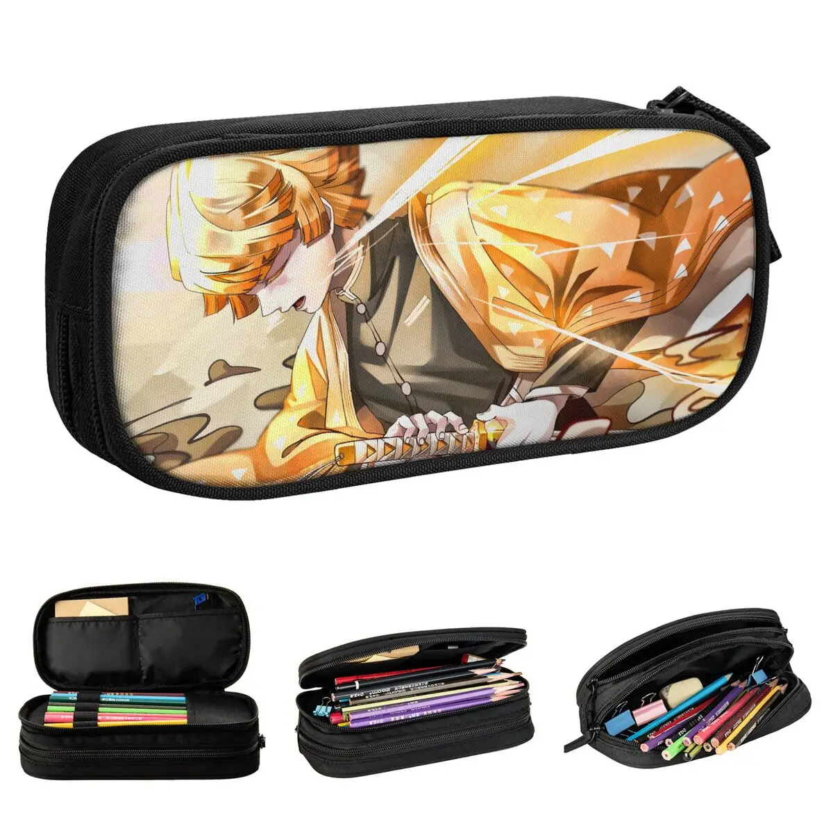 

Agatsuma Kimetsu Pencil Case Kimetsu No Yaiba Anime Pencil Box Pen Box for Student Large Storage Bag Students School Stationery