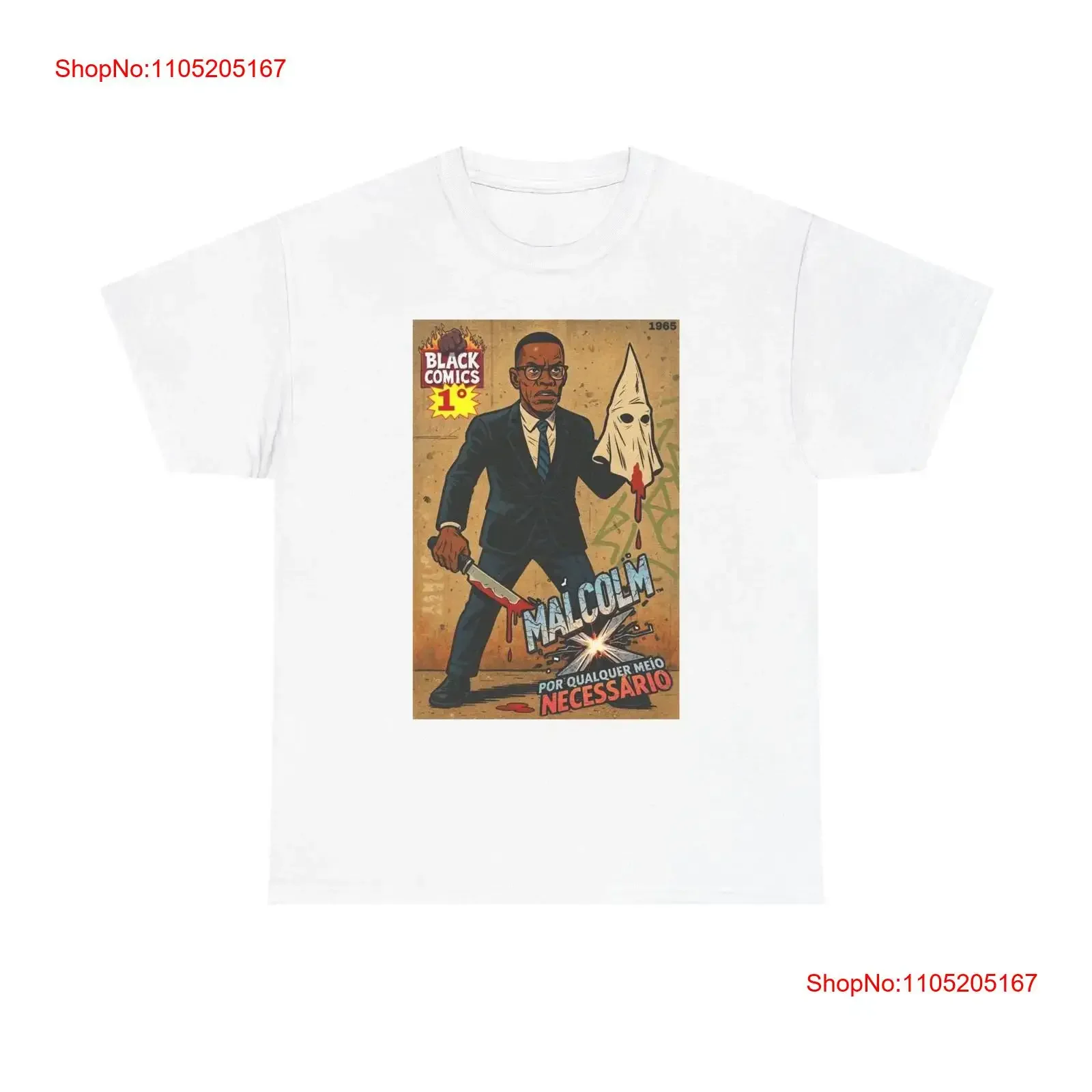 Malcolm X T Shirt Cartoon Artwork Retro Heavy Cotton vintage Washed streetwear Comfortable Soft Slightly Stylish graphic