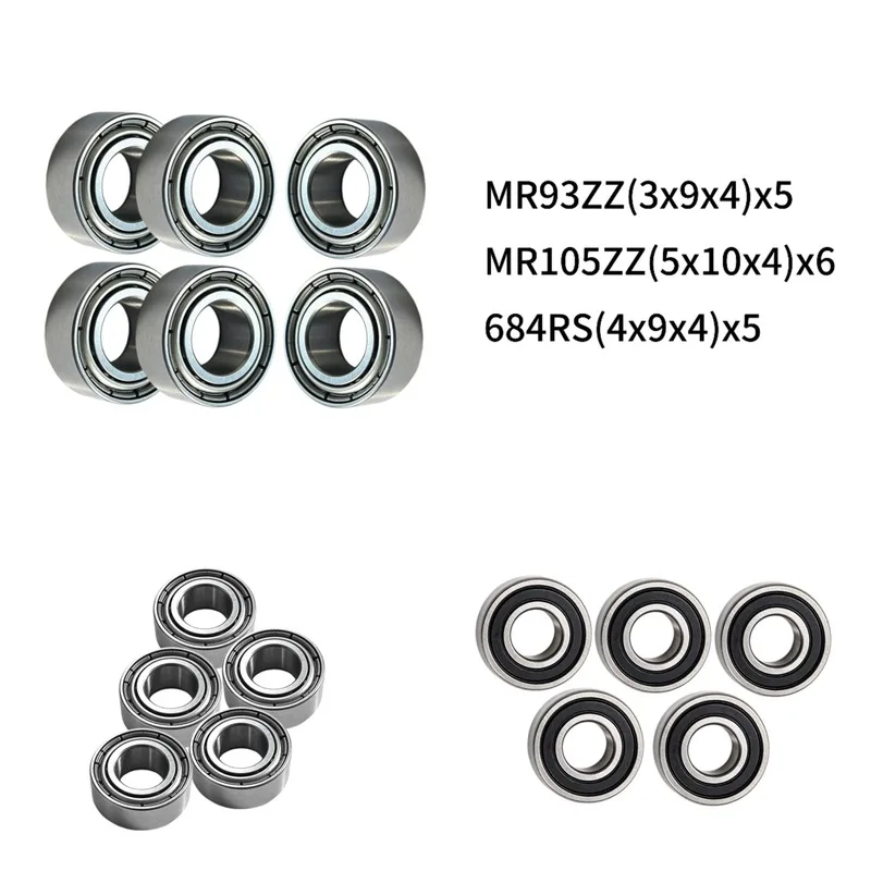 16Pcs Complete Sealed Ball Bearing Kit for RC Rescue Ambulance Model, Wheel Hub & Gearbox Spare Bearings