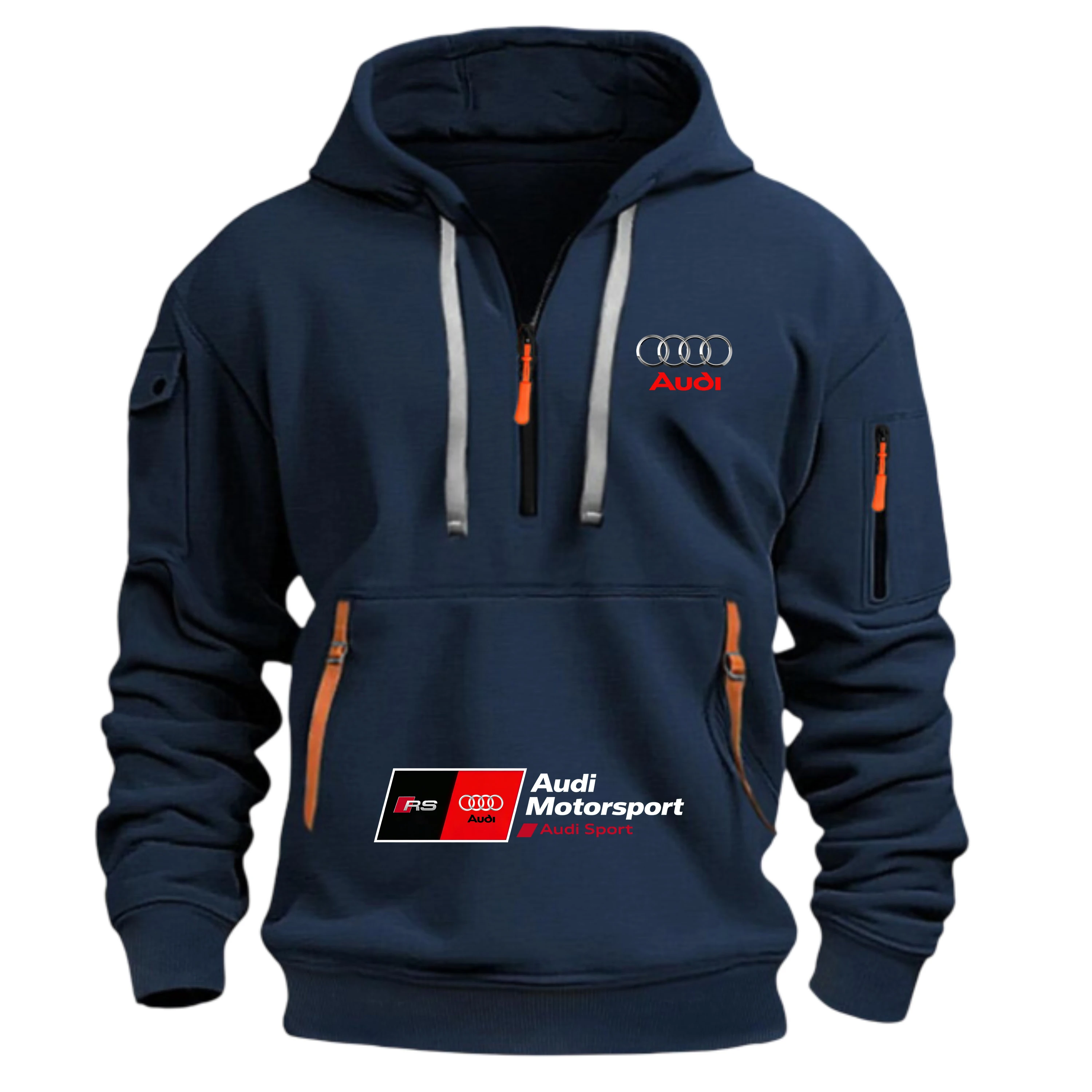Audi RS Men's Racing T-Shirt Front Zipper Car Enthusiast Outdoor Motorcycle Wear Fast Shipping