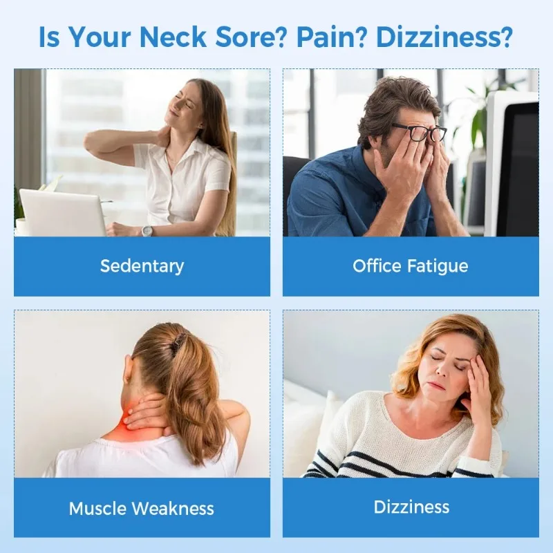 جهاز تدليك لاسلكي محمول للرقبة والكتف جهاز تسخين نبضي EMS لحزام تدليك لتخفيف آلام فقرة عنق الرحم