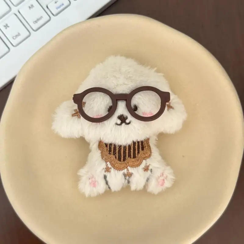 XM1pc peluche poupée jouets breloques accessoires cadeaux dessin animé lunettes chapeau chien en peluche porte-clés Kawaii chiot sac à dos pendentif porte-clés