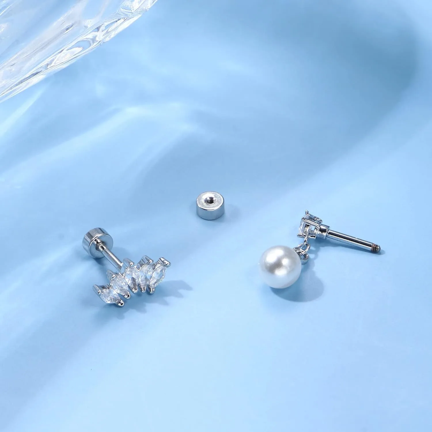 Orecchini a bottone con cartilagine in acciaio inossidabile Drperfect per le donne orecchini con perle a stella opale orecchini a bottone con fiore gioielli Piercing all'orecchio