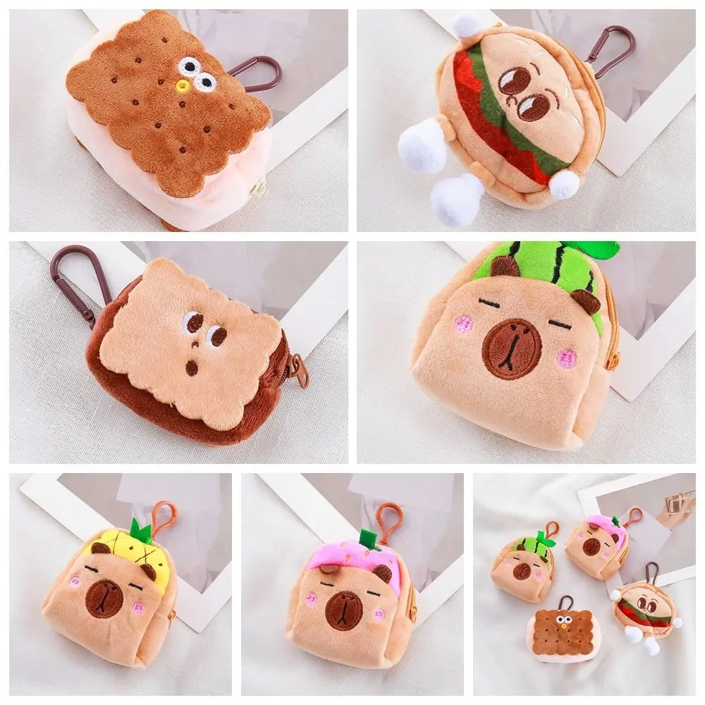 

Cartoon Animal Capybara Plush Coin Purse Pineapple Watermelon Biscuit Change Pouch Soft Pink Strawberry Coin Holder