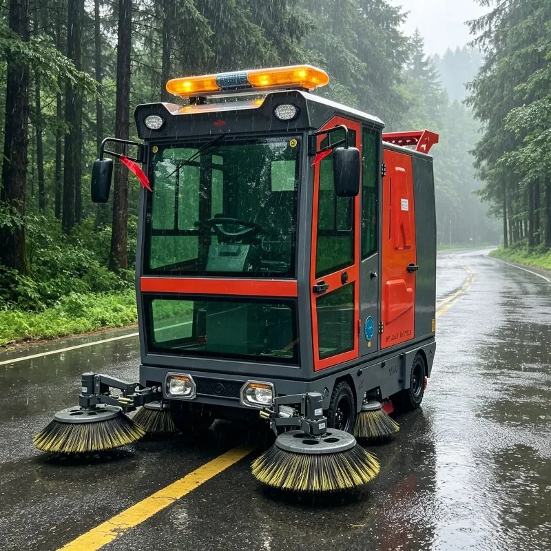 Customized Electric Ride on Industrial Sweeper Enclosed Cabin High Performance Floor Cleaning Machine for Plaza