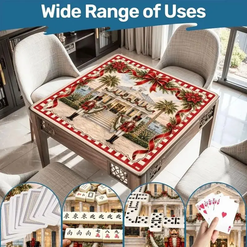 VIKAMA Xmas Square Multi-Purpose Pad Anti-Slip Noise Insulation Table Mat for Holiday Reunion Party Entertainment Home Decor
