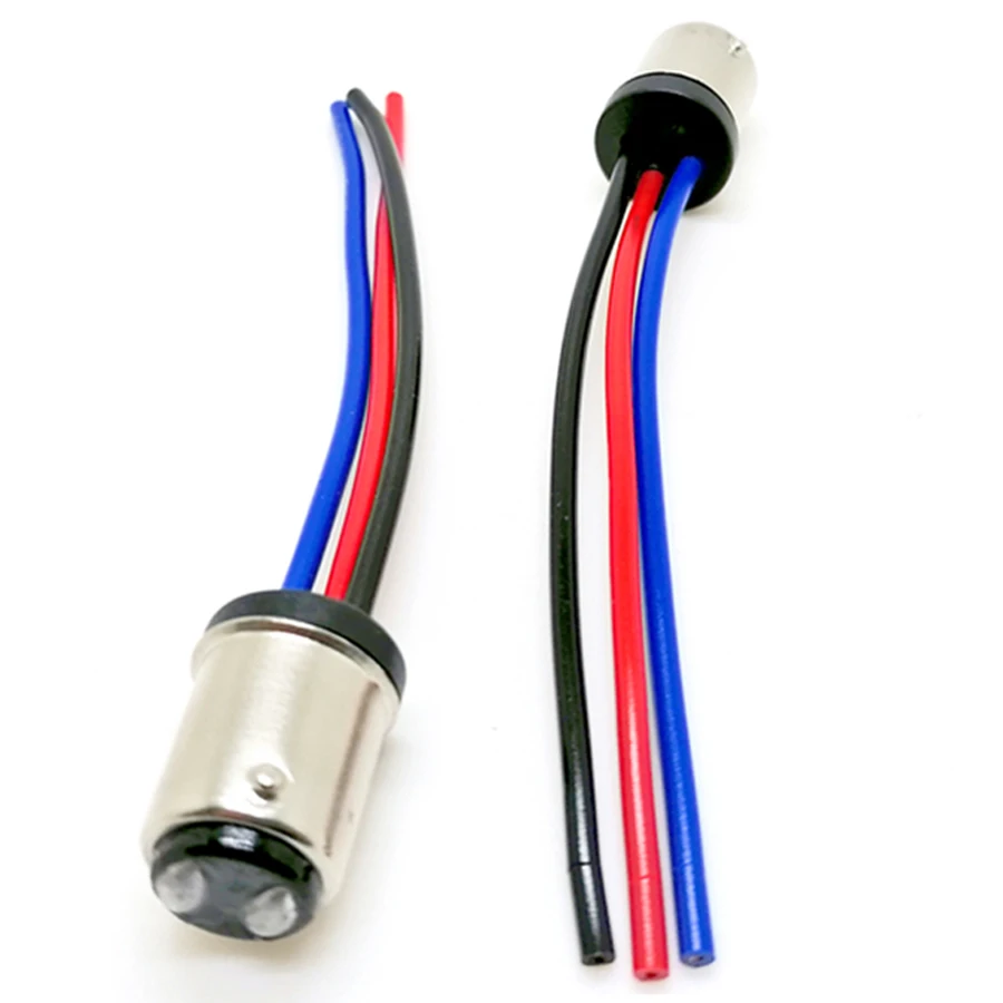 1 Pair 1157 BAY15D Male Plug Extended Wire P21/5W Socket Adapter Connect Cable 10cm