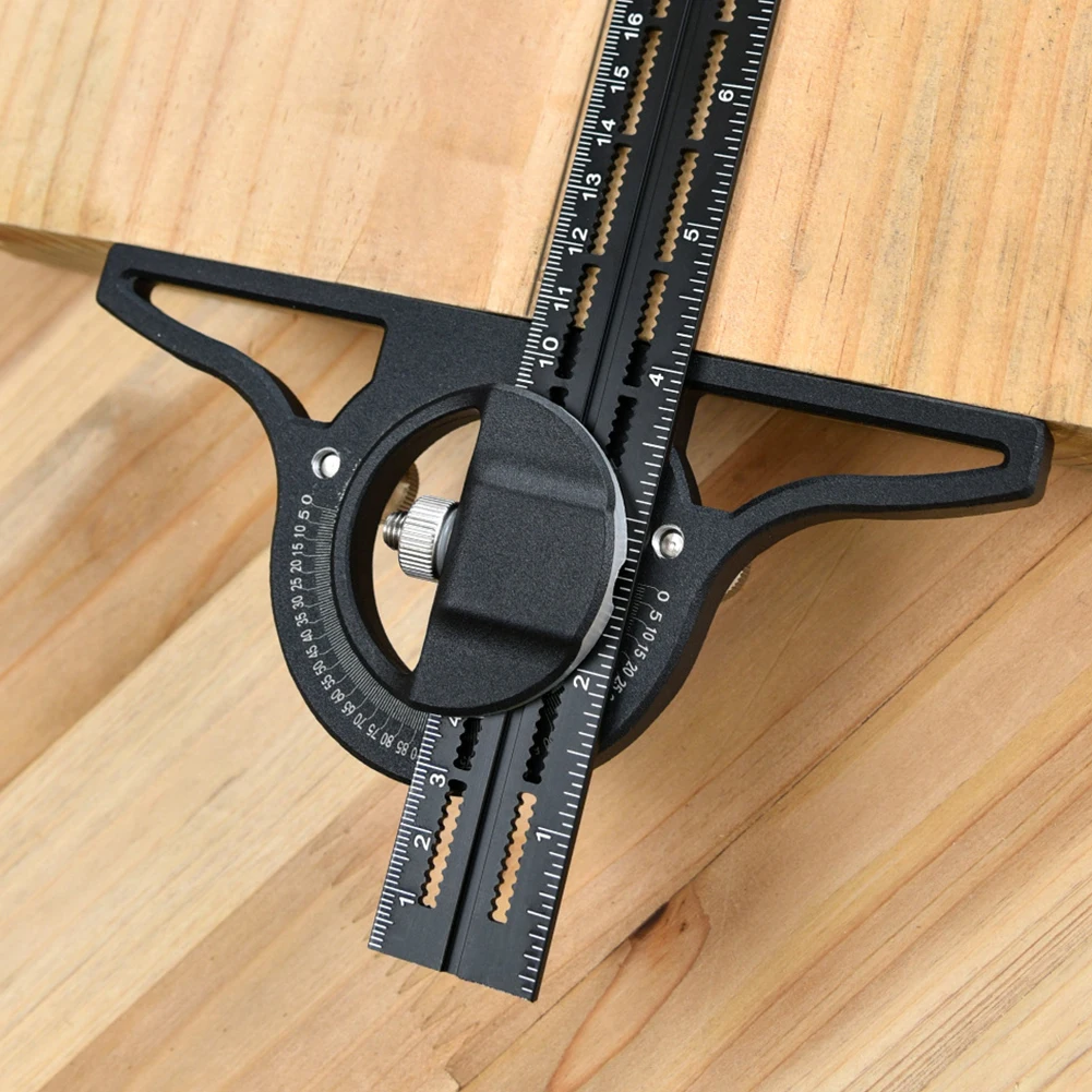 Adjustable Ruler Combination Square Ruler 360-degree Measurement Capability Aluminum Alloy Construction Adjustable Protractor