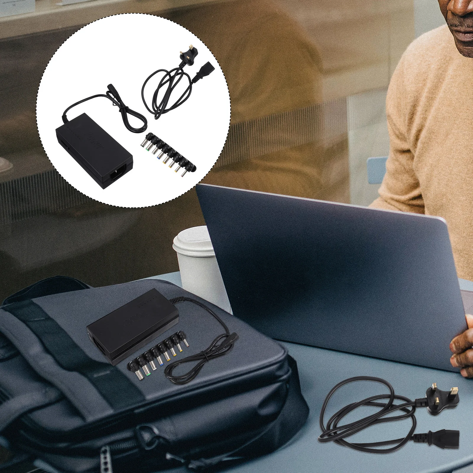 

1Set Power Adapter for Laptop 12V-24V with 8 Connector Heads Universal Laptop Lightweight Portable Multi-Port Notebook