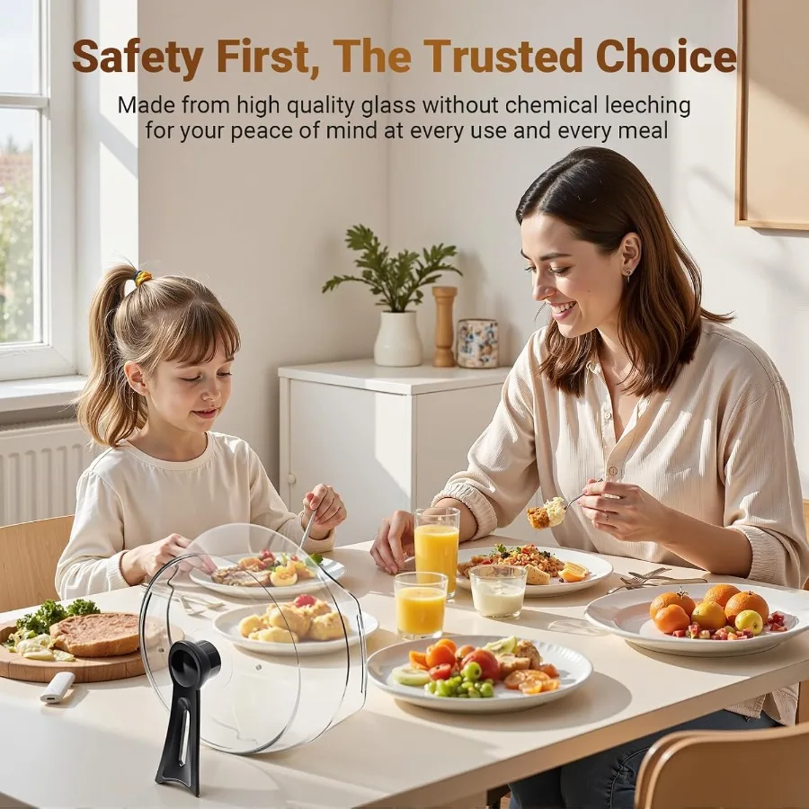 غطاء زجاجي لترشيش الميكروويف مع مقبض واقف لحماية الطعام، آمن للاستخدام في غسالة الأطباق، تصميم آمن للطعام، ميكروويف شفاف Pla #4
