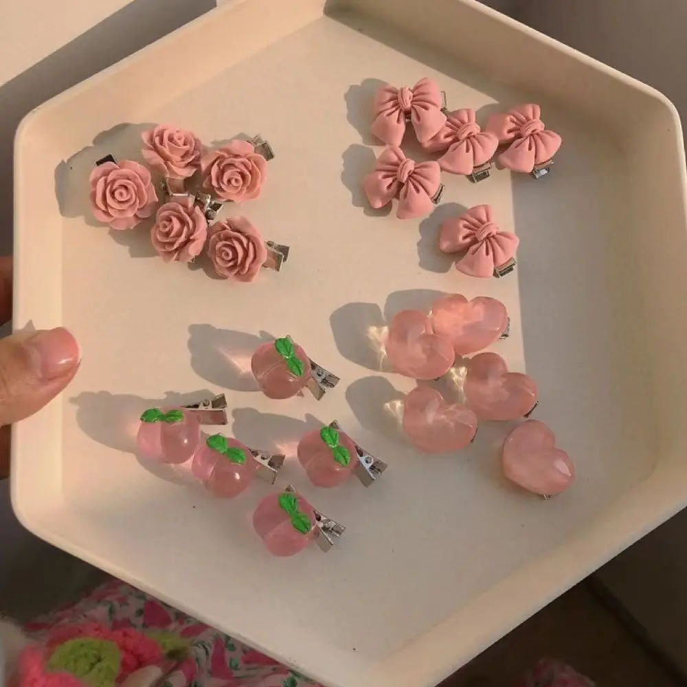 Ontwerp Kinderen Perzik Camellia Hars Effen Kleur Koreaanse Stijl Haarclip Kleine Zijclip Vrouwen Haaraccessoires Duckbill Clip