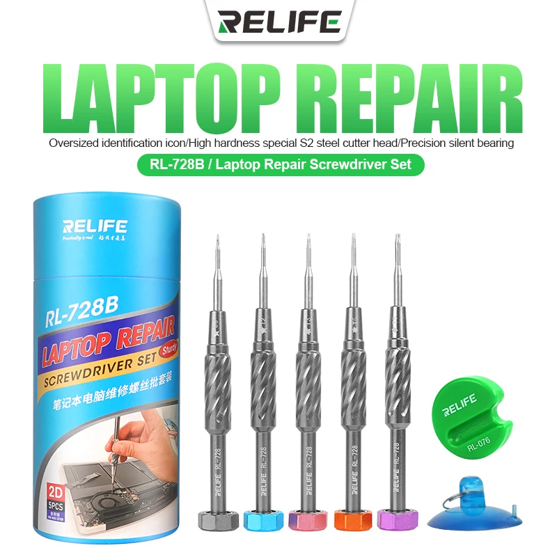 RELIFE RL-728A RL-728B 2D Sturdy Repair Screwdriver Set for Mobile Phone and Laptop Strong Magnetic Bolt Driver Tools