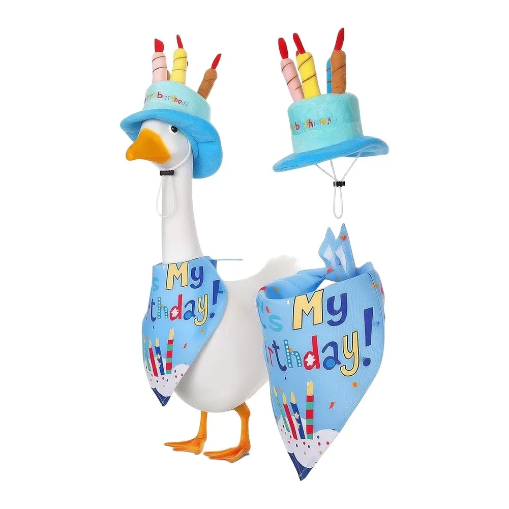 For Festive Goose Clothing Set for Garden Display Includes Cake Hat and Bandana for Standard Size Goose Statues