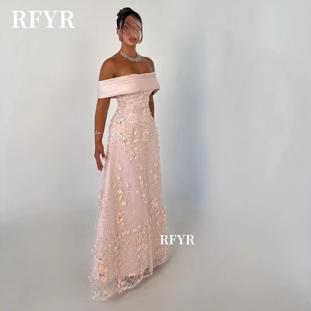 RFYR Schulterfreies Ballkleid, A-Linie, Partykleid, Spitzenapplikation, Prinzessinnenkleid, luxuriöses Abendkleid für arabische Frauen, individuell gestaltet