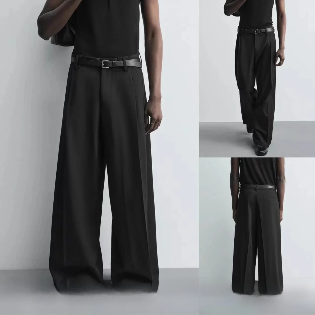 

Новые мужские повседневные широкие брюки свободного кроя с высокой талией и плиссировкой в американском стиле, осень 2025