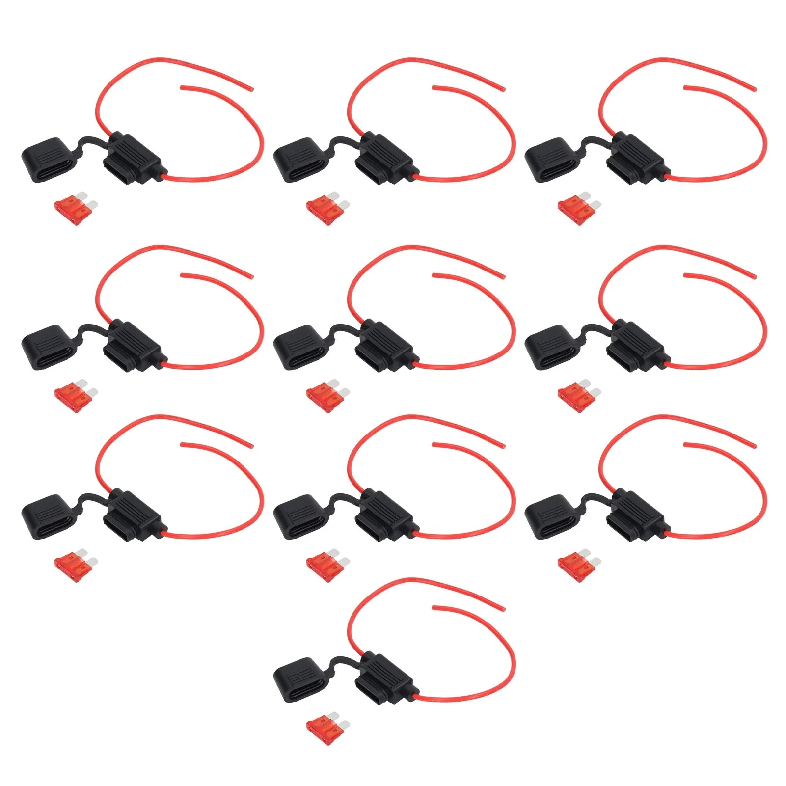 10Set Inline Fuse Holder Melting Resistance Easy Wiring Waterproof Fuse Holder with Fuse