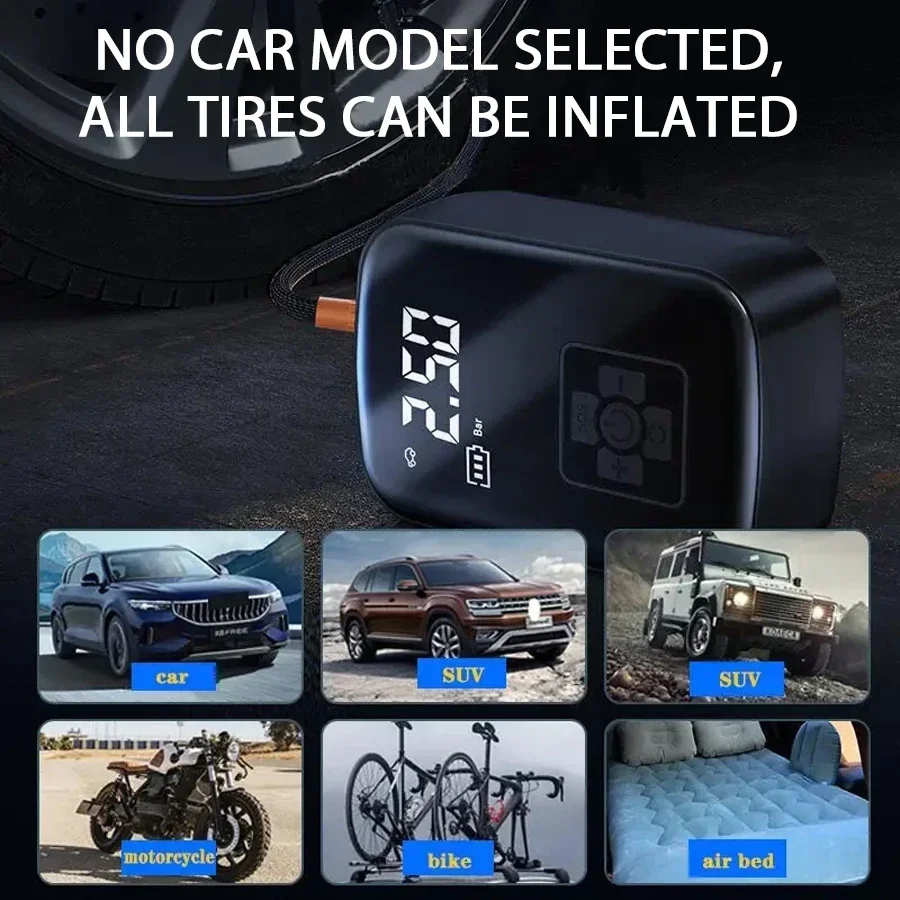 Car Mounted Wireless Air Pump Digital Display Inflation Pump Portable Tire Inflator for Electric Cars - Car Tire Tool
