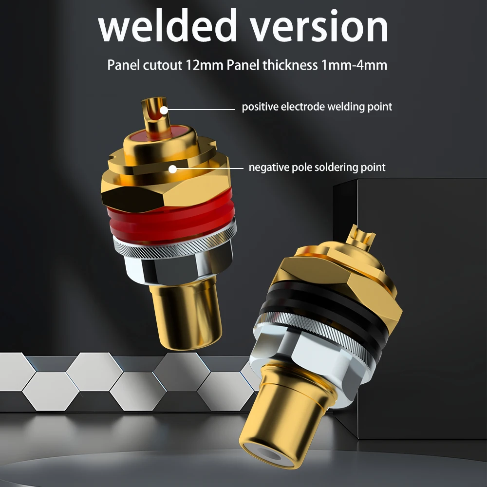 Monosaudio RCA-Buchsen C401 aus reinem Kupfer, Chassis-Anschlüsse aus reinem Kupfer mit vergoldeten/ rhodinierten PTFE-Isolations-Metallanschlüssen – Detail 2