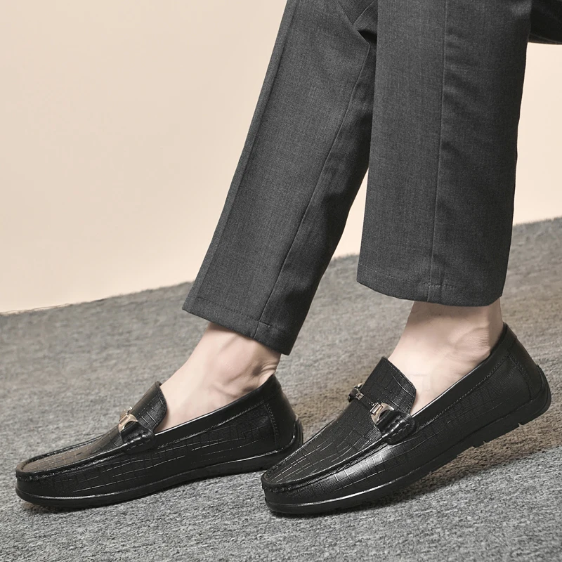 أحذية رجالية عصرية بدون كعب من البولي يوريثان بمقدمة مستديرة وقاع مسطح للولائم التجارية أحذية كلاسيكية مريحة للرجال #5