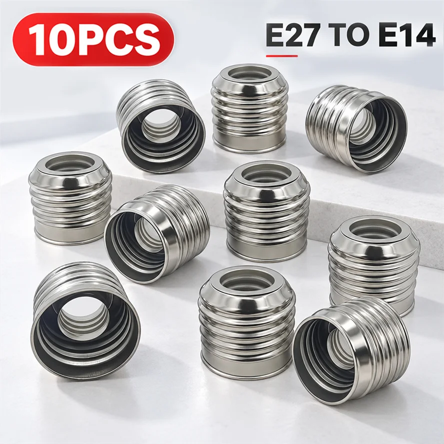 10PCS E27 To E14 Iron Lamp Holder Converter Fireproof Socket Base Converter 220v-250v Bulb Adapter Conversion Lighting Parts