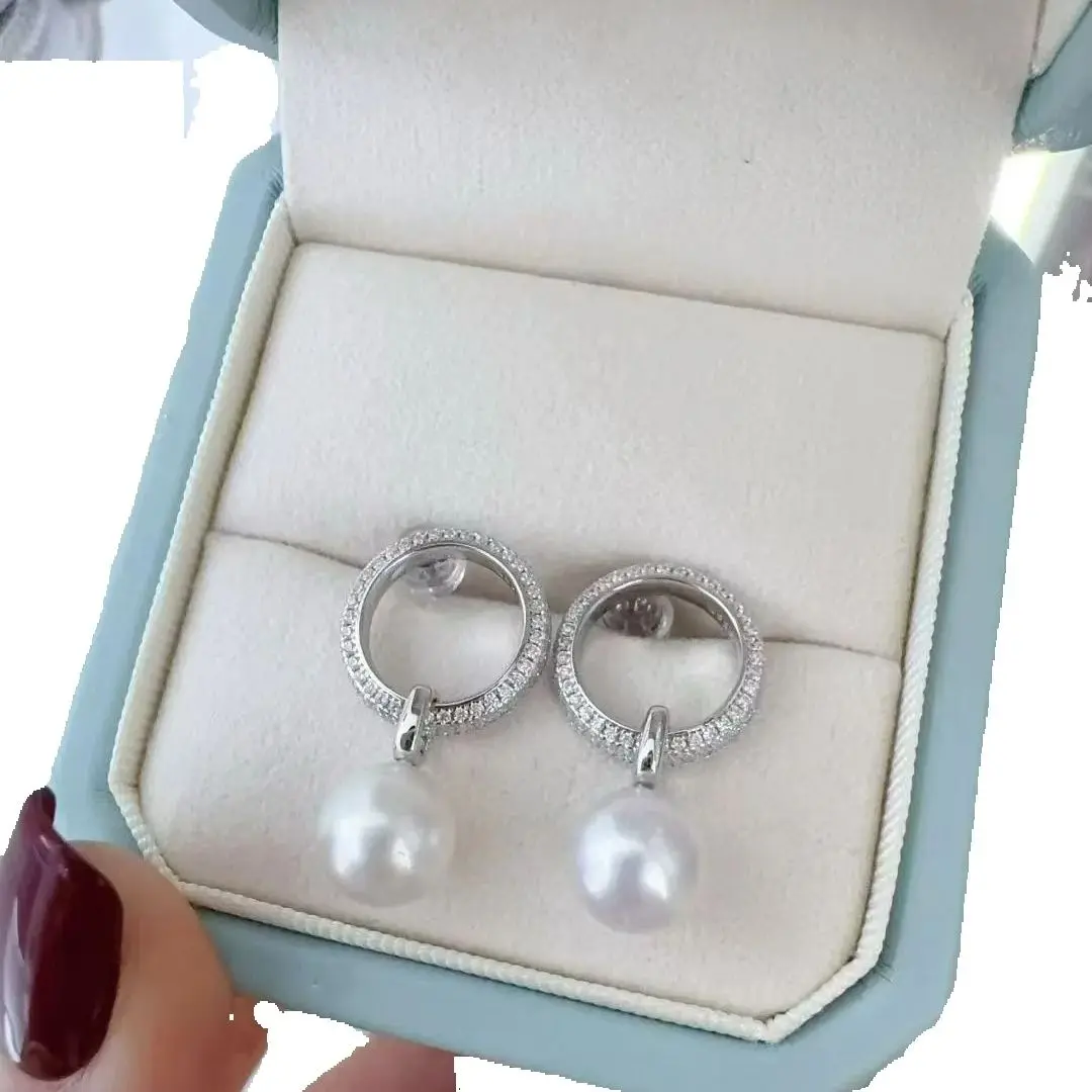 

gorgeous 10-11mm south sea round white pearl dangle earring Original Real shot photos, what you see is what you will receive.